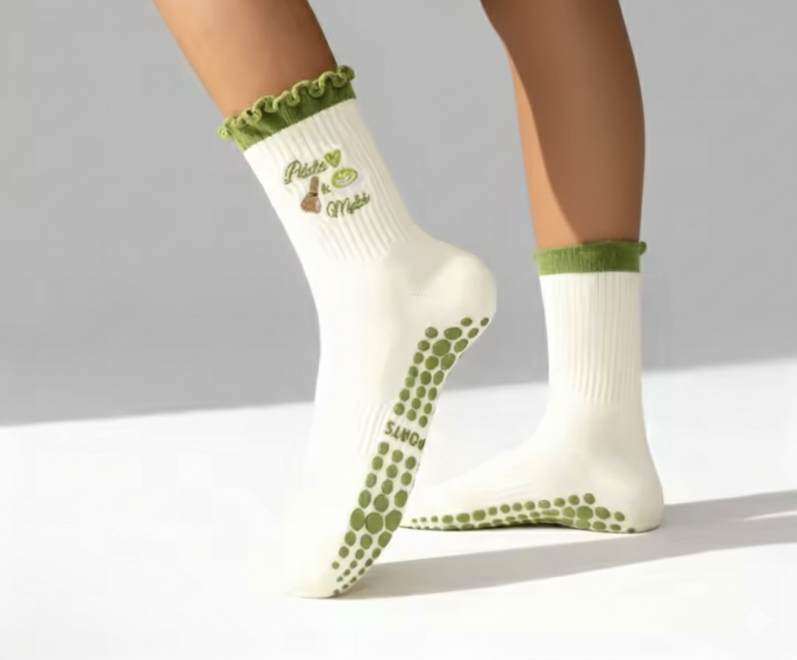 Pilates socks “Pilates & matcha”